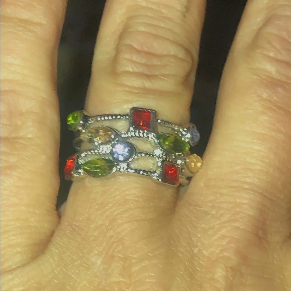 Multicolored Sterling Silver Ring size 7 - Picture 5 of 6